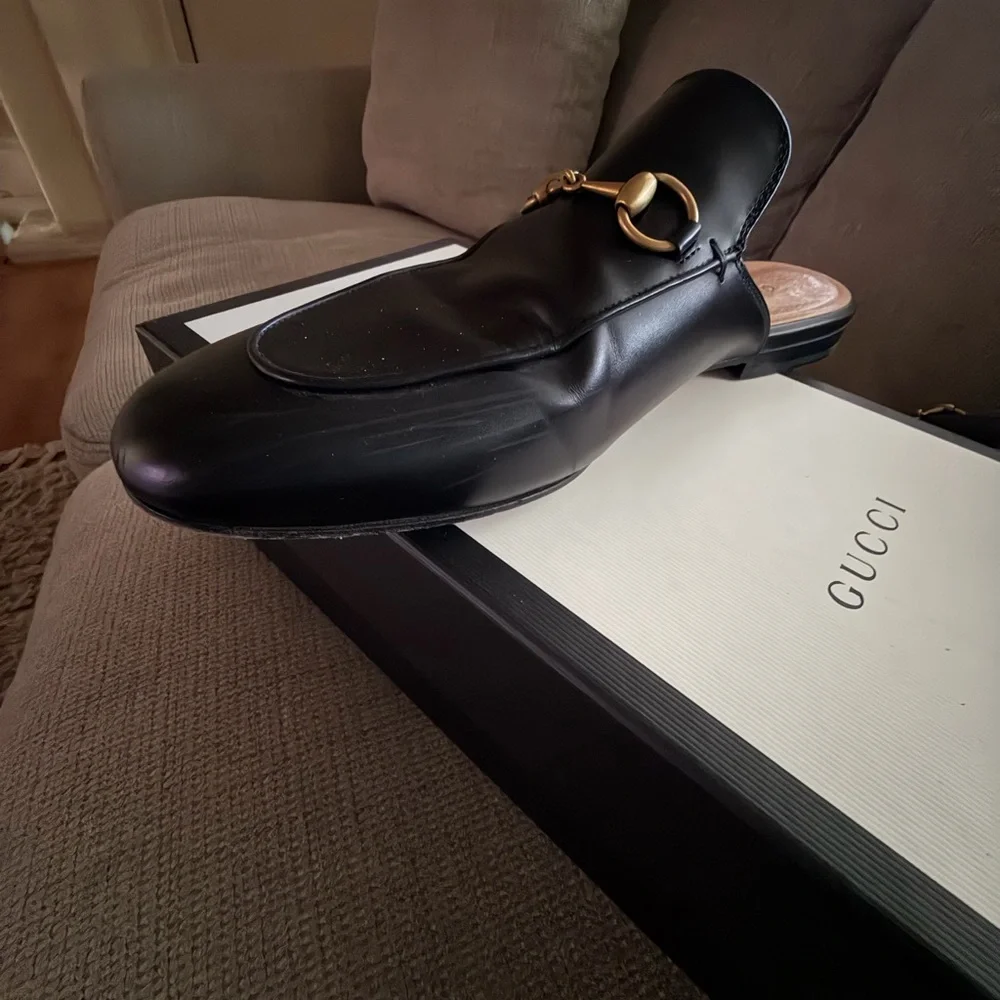 Gucci Black Leather Horsebit Slip-On Mules - Picture 10 of 11